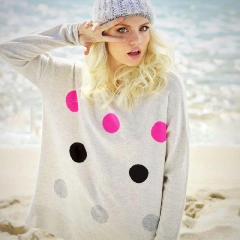 RARE ANTHROPOLOGIE LISA TODD HOT SPOTS CASHMERE SWEATER
